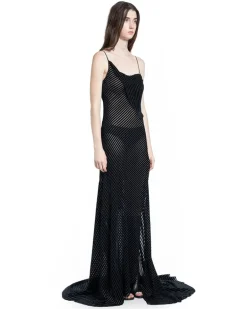 Aaricia Long Bias Slip Dress Black