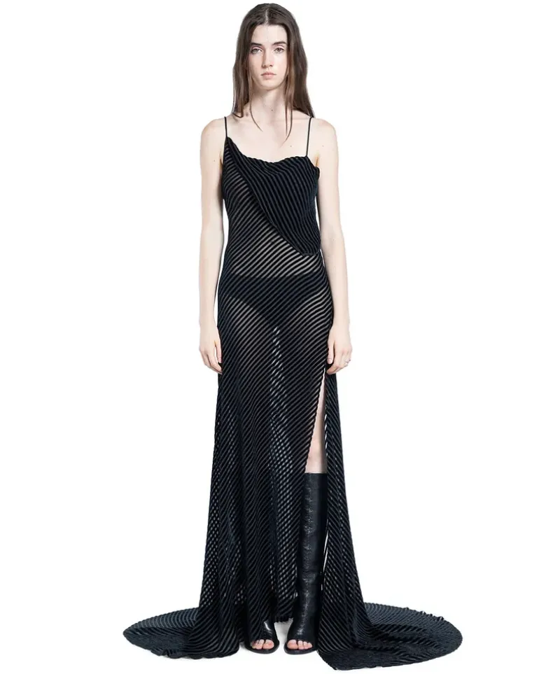 Aaricia Long Bias Slip Dress Black