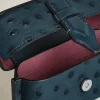 Accessoires-Etui mit Federdetail aus Leder mit Straußenprägung - Samtblau - Leder - MB220477 - Taschenaccessoires