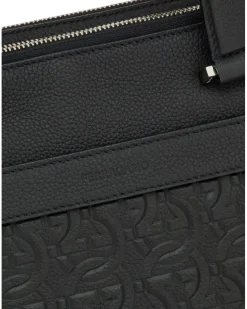 Aktentasche mit geprägtem Monogramm - Schwarz