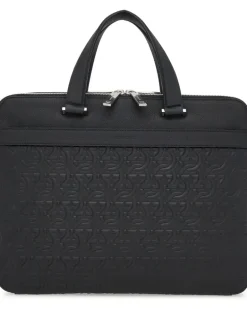 Aktentasche mit geprägtem Monogramm - Schwarz