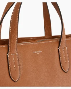 Aktentasche Sophie 15 Zoll aus genarbtem Leder mit 1 Faltfach Tan