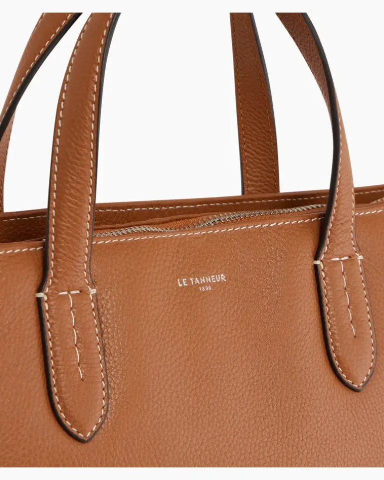 Aktentasche Sophie 15 Zoll aus genarbtem Leder mit 1 Faltfach Tan