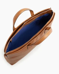 Aktentasche Sophie 15 Zoll aus genarbtem Leder mit 1 Faltfach Tan