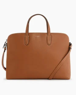 Aktentasche Sophie 15 Zoll aus genarbtem Leder mit 1 Faltfach Tan