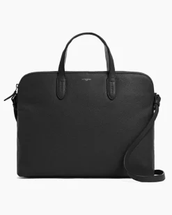 Aktentasche Sophie 14 Zoll 1 Faltfach genarbtes Leder Schwarz