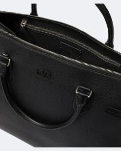 Aktentasche VLogo aus Leder Schwarz