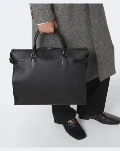 Aktentasche VLogo aus Leder Schwarz