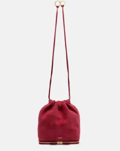Alaïa Bucket Bag Le Pochon aus Veloursleder Rot