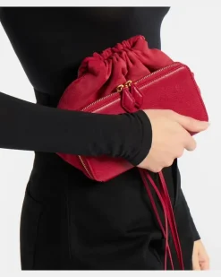 Alaïa Bucket Bag Le Pochon aus Veloursleder Rot