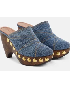 Alaïa Clogs Le Sabot aus Denim Blau