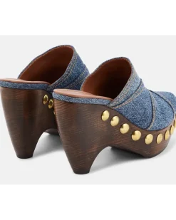 Alaïa Clogs Le Sabot aus Denim Blau
