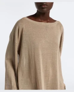 Alaïa Kaftan aus Leinen und Seide Beige