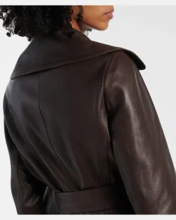 Alaïa Mantel aus Leder Braun