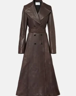Alaïa Mantel aus Leder Braun