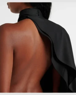 Alaïa Rückenfreier Jumpsuit aus Grain de Poudre aus Wolle Schwarz