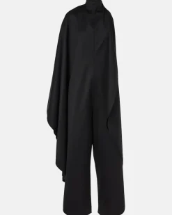 Alaïa Rückenfreier Jumpsuit aus Grain de Poudre aus Wolle Schwarz