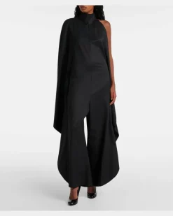 Alaïa Rückenfreier Jumpsuit aus Grain de Poudre aus Wolle Schwarz