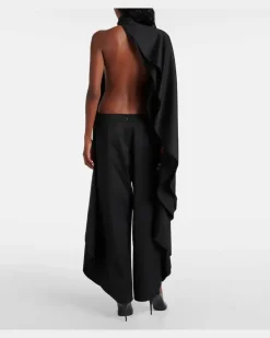 Alaïa Rückenfreier Jumpsuit aus Grain de Poudre aus Wolle Schwarz