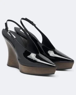 Alaïa Slingback-Clogs aus Leder mit Keilabsatz Schwarz
