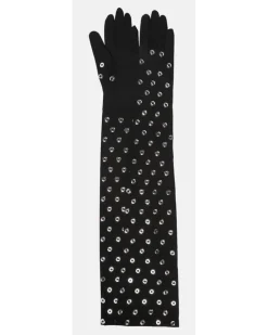 Alaïa Verzierte Handschuhe aus Jersey Schwarz