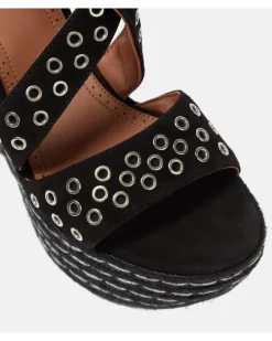 Alaïa Verzierte Wedge-Sandalen aus Veloursleder Schwarz