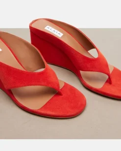 Alaïa Wedge-Sandalen Cube aus Veloursleder Orange