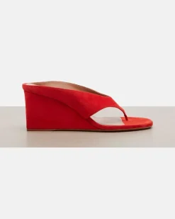 Alaïa Wedge-Sandalen Cube aus Veloursleder Orange