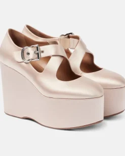 Alaïa Wedges 110 aus Satin Beige