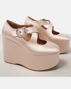 Alaïa Wedges 110 aus Satin Beige