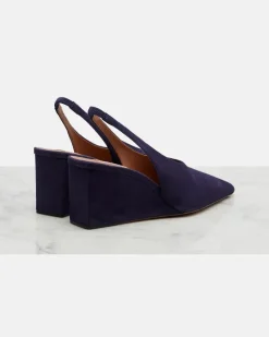 Alaïa Wedges Cube aus Veloursleder Violett