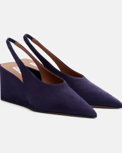 Alaïa Wedges Cube aus Veloursleder Violett