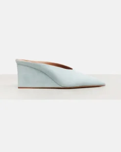 Alaïa Wedges Cube 75 aus Veloursleder Blau