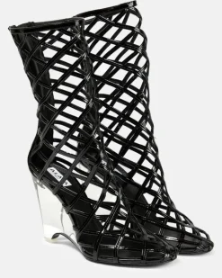 Alaïa Wedge-Stiefel aus Leder Schwarz