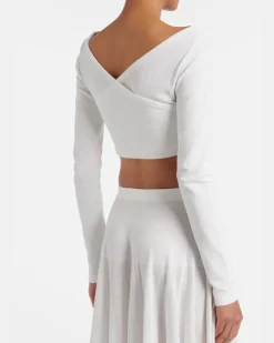Alaïa Wickeltop aus Crêpe Weiß