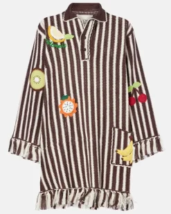 Alémais Bestickter Kaftan Sundae aus Häkelstrick Braun