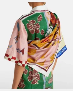 Alémais X MLAK Tuch aus Seiden-Twill Multicolor