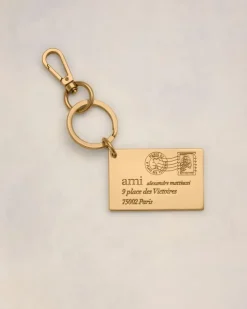 Ami Alexandre Mattiussi Enveloppe Schlüsselanhänger Gelb Unisex GebüRstetes