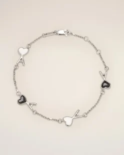 Ami de Coeur Armreif aus silberfarbenem Messing mit Hammerschlag Mehrfarbig Unisex