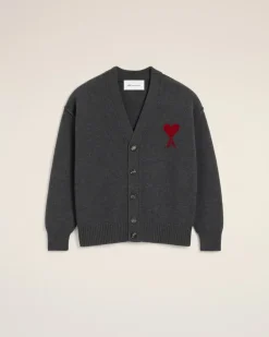 Ami de Coeur Cardigan aus grauer Wolle Grau Unisex Heather