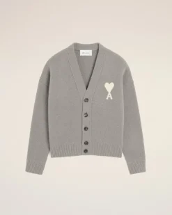 Ami de Coeur Cardigan aus grauem Alpaka Grau Unisex Aschgrau
