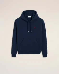 Ami de Coeur Hoodie aus blauem Baumwollstoff Blau Unisex Nachtblau
