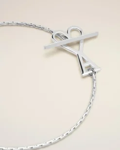 Ami De Coeur 2 in 1 Halskette aus silberfarbenem Messing Grau Unisex