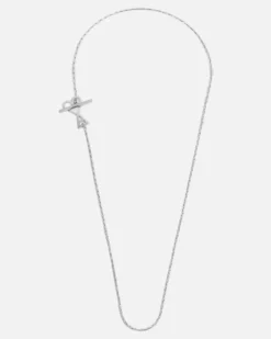 Ami De Coeur 2 in 1 Halskette aus silberfarbenem Messing Grau Unisex