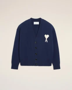 Ami de Coeur Strickjacke aus blauer Wolle Blau Unisex Tinte