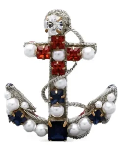 Ankerbrosche mit Perlenverzierung - Silber