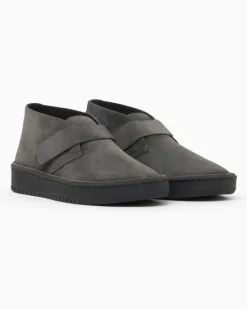 Ankle Boots aus Veloursleder Grau