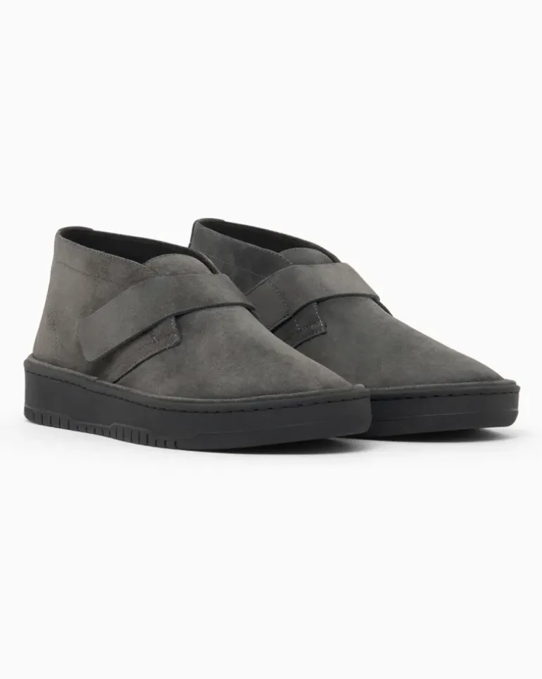 Ankle Boots aus Veloursleder Grau