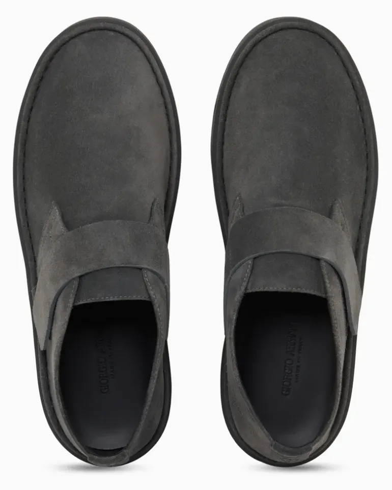 Ankle Boots aus Veloursleder Grau