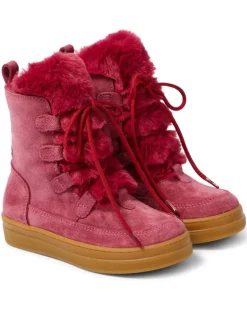 Ankle Boots aus Veloursleder Rosa